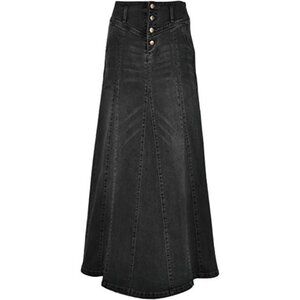 Women's Denim Skirt A Line Swing Maxi Skirts Black